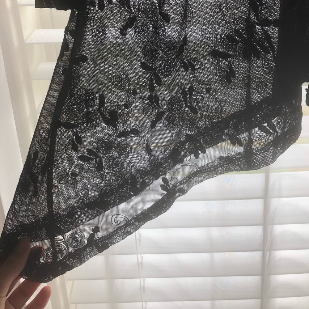 Sheer / Mesh Embroidered Black Floral Dress - Picture 7 of 8